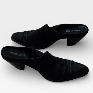 Coldwater Creek Bronco Black leather western style mules Sz‎ 9